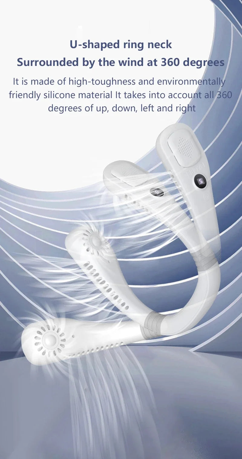 Lenovo Neck Bladeless Fan Mini Ultra Long Life Portable Lazy Silent Fan Usb Charging Student Sports Office 2026 New