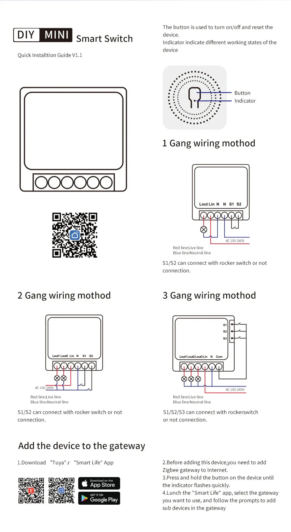 1/2/3 Channels 16A/10A/5A 100-240V Zigbee 3.0 Smart Wireless Switch Smart Home APP Voice Control Work with Alexa Google Home