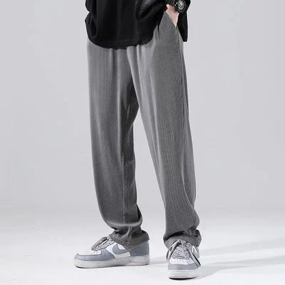 Summer Ice Silk Ultra-thin Ice Silk Pants Men's Loose Casual Pants Quick-drying Harajuku Fashion Pants Men's Thin Trousers