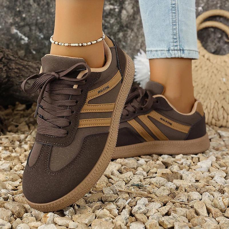 White Platform German Training Shoes Women 2026 Spring Non Slip Thick Sole Casual Sneakers Woman Lace Up Sport Shoes Flats Mujer