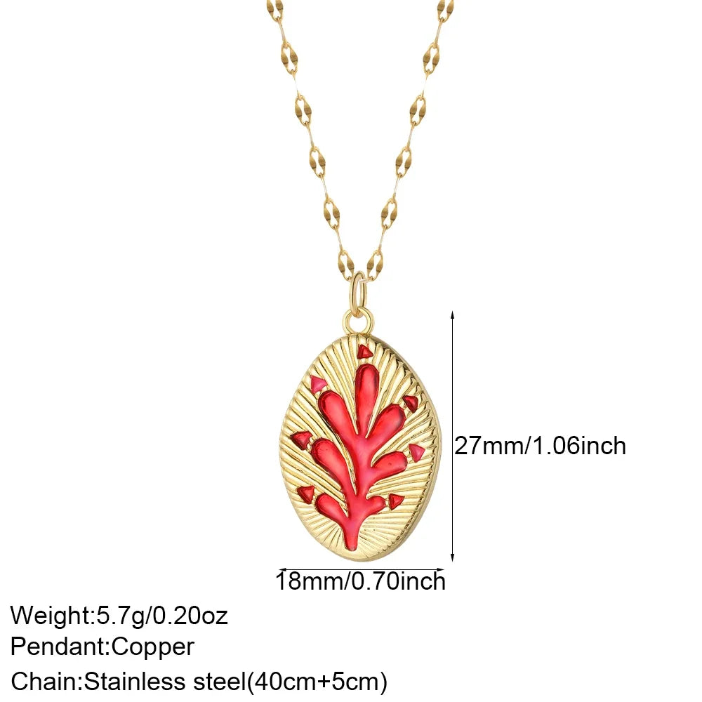 Bohemian Heart Animals Necklace for Women Cute Heart Punk Motocycle Pendant Gold Color Stainless Steel Long Chain Collars Neck