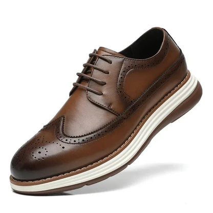 Men's Casual Leather Thick Soled Simple Walking Shoes Fashion Oxford Shoes High End British Style Office Business Dress Shoes