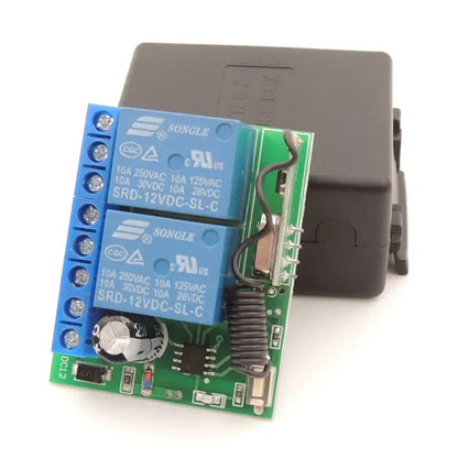 433MHz Universal Wireless Remote Control DC 12V 2CH rf Relay Receiver and Transmitter for Universal Garage door and gate Control