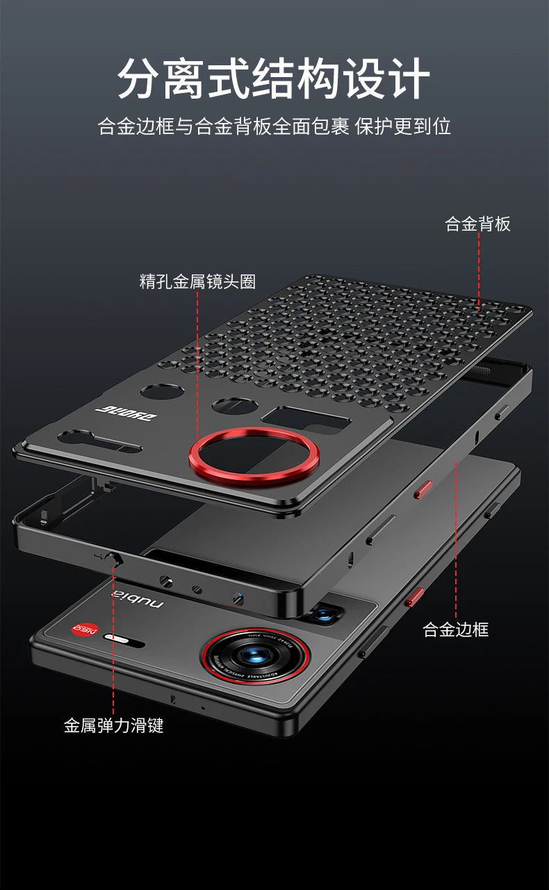 1:1 Copy for MacPro heat dissipation Metal bumper for ZTE Nubia Z70 Ultra Z70U cover Case Full Aluminium Alloy silky capas Funda