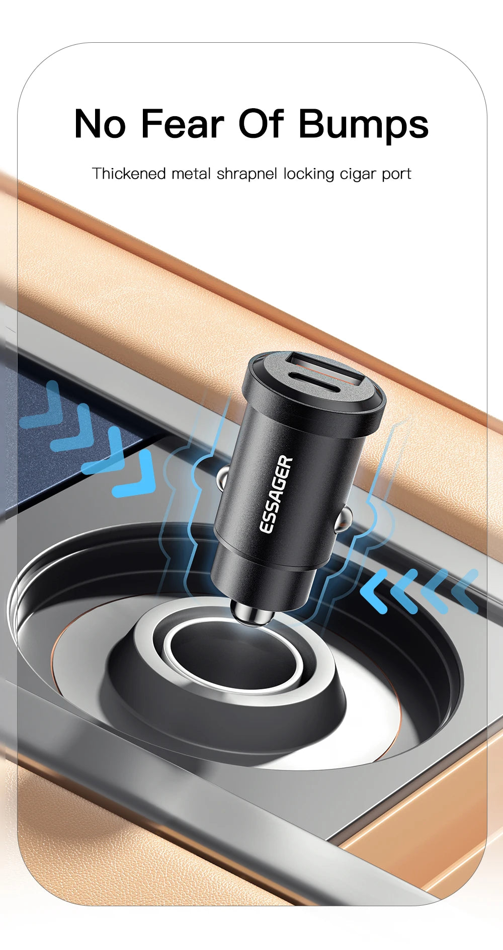 Essager USB Car Charger Quick Charge 4.0 QC4.0 PD3.0 SCP 5A Type C 30W Fast Car USB Charger For iPhone 13 12 Xiaomi Mobile Phone