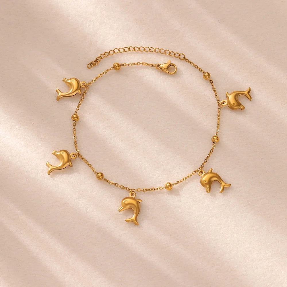 316L Stainless Steel Starfish Shell Charms Anklet For Women Fashion Gold Color Chain Summer Beach Aesthetic Jewelry Accessories