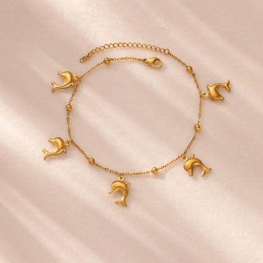 316L Stainless Steel Starfish Shell Charms Anklet For Women Fashion Gold Color Chain Summer Beach Aesthetic Jewelry Accessories by PDG ibma