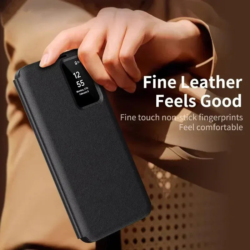 Original High Quality Smart Display LED View Windows Case For Samsung S25 Ultra S24 S23 S22 Plus Flip Wallet Card Phone Cover