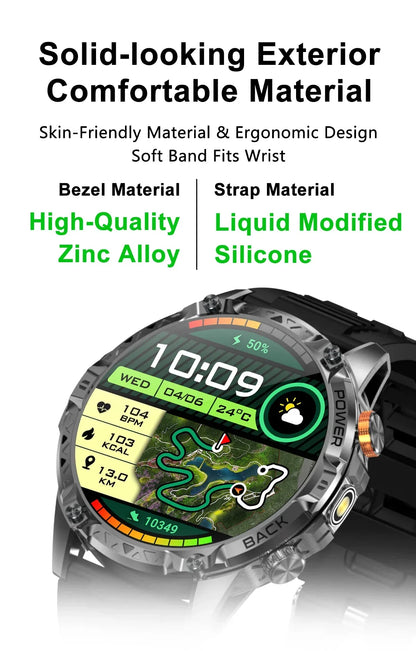 LIGE New Military For T-Rex 3 Ultra Smart Watch 1000mAh Battery IP68 Waterproof Compass Flashlight Sports Tracker Smartwatch Men
