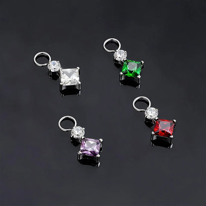 Right Grand ASTM F136 Titanium Dangle Geometric Square CZ Charm Pendant for Clicker Helix Hoop Piercing Jewelry