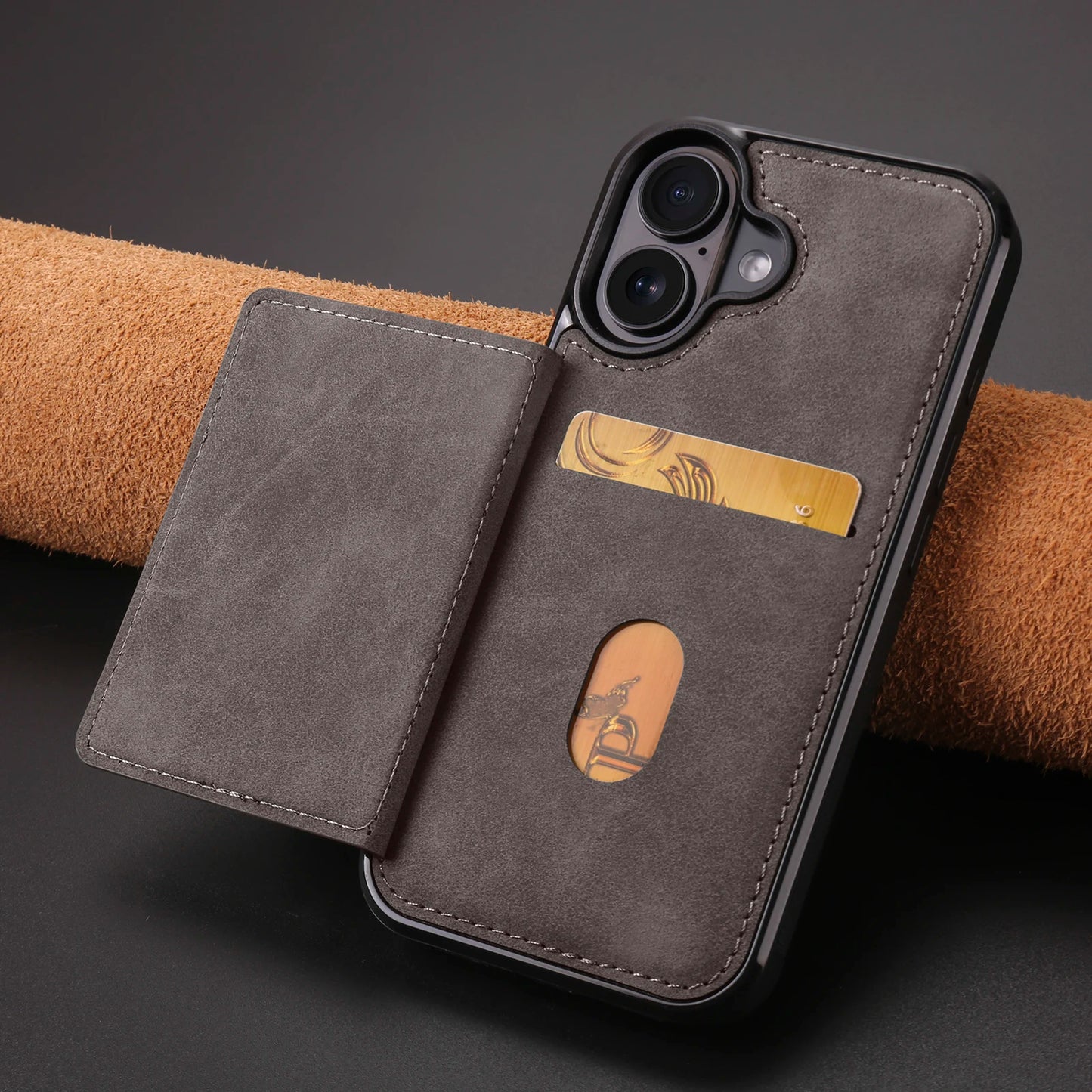 Business Flip Leather Case for iPhone 16 17 Air 16E 15 14 13 12 11 Pro Max Plus Mini Built-in Magnetic Wallet Card Phone Cover