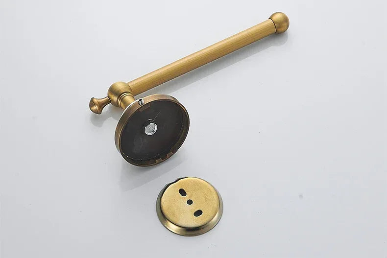 Antique Brass 2pc Bathroom Accessories Set, Bronze Dispenser Towel Rod and Toilet Paper Holder for Bathroom Wall Mounted