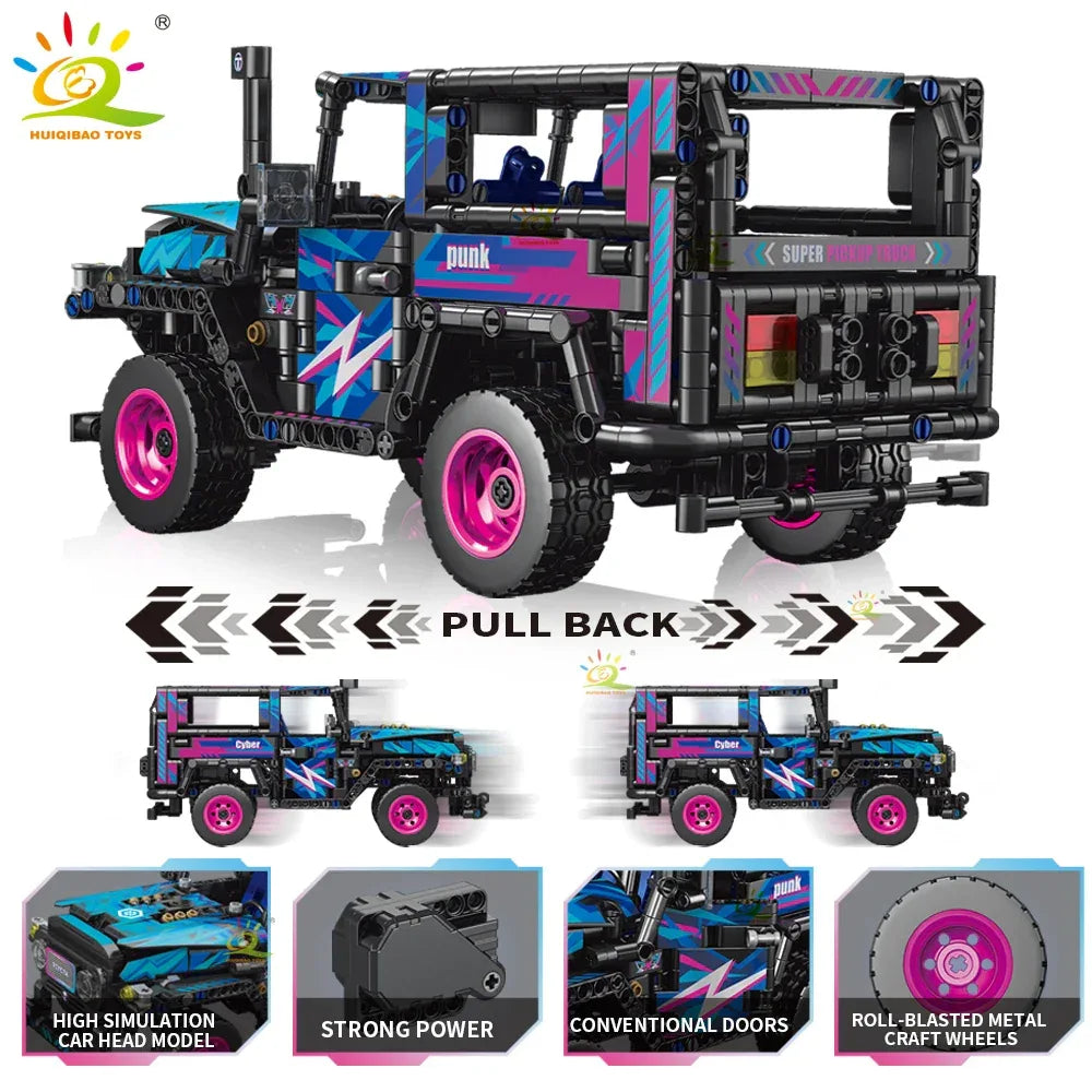 HUIQIBAO 1:14 Off-road Vehicle Racing Car Technical Model Building Block MOC Truck Brick Children City Construction Toy Boy Game