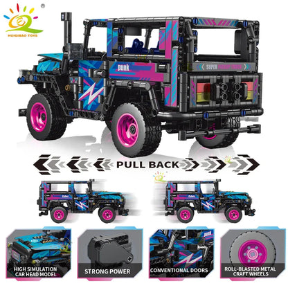 HUIQIBAO 1:14 Off-road Vehicle Racing Car Technical Model Building Block MOC Truck Brick Children City Construction Toy Boy Game