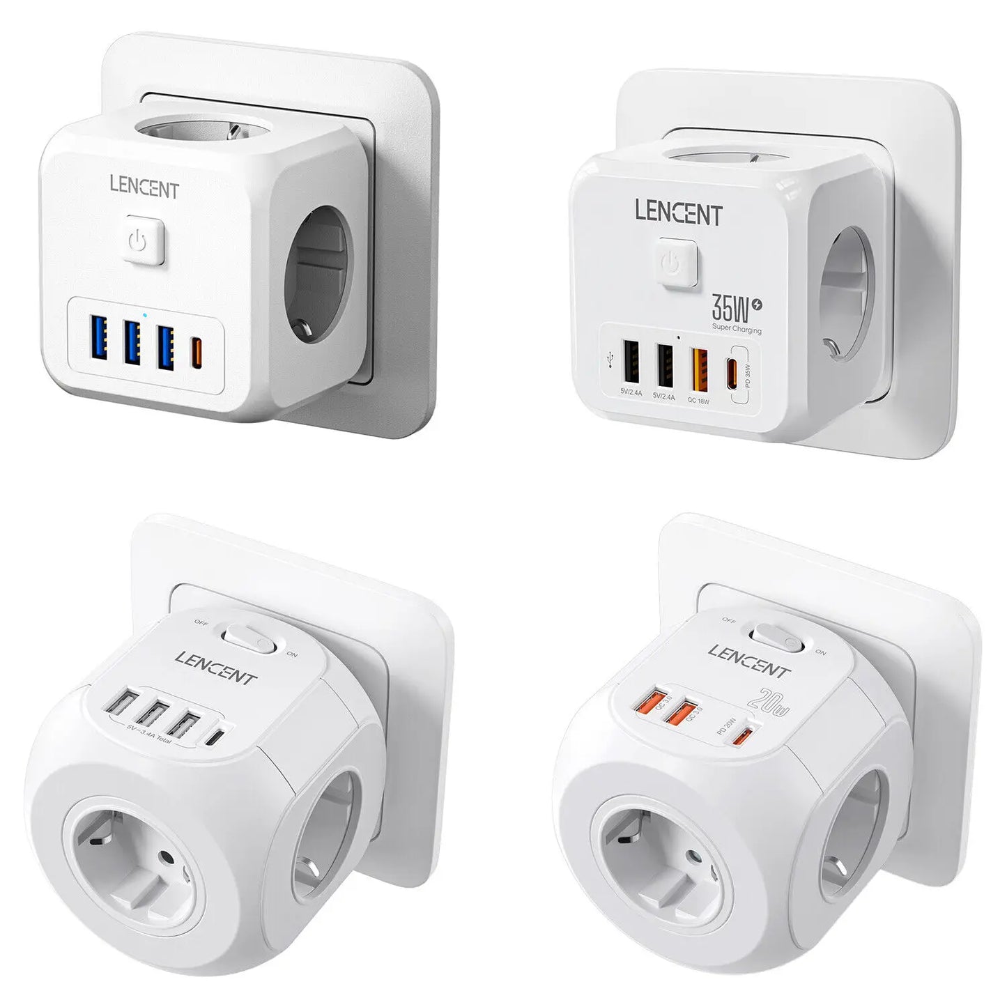 LENCENT USB Sockets dice Without Cable socket EU Socket Adapter Multiple socket EU Outlet Extender