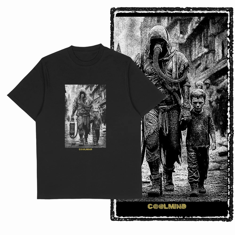 Coolmind U4 Streetwear Cool Print Exclusive Graphic T shirt fo men 100% Cotton Big Size vintage BLACK men's novelty tee shirt