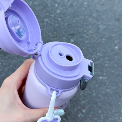 1pc Kuromi Stainless Steel Cute Insulated Cup - 500ML with Crossbody Strap, Portable Water Bottle for Outdoor Sports