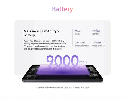 Xiaomi Redmi Pad 2 4GB/128GB 6GB/128GB 8GB/256GB EU 9000mAh Battery 11" 2.5K WiFi Global Version Tablet PC