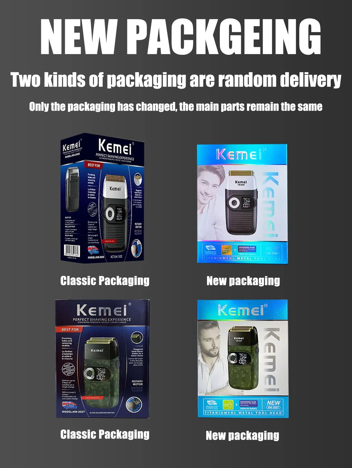 Kemei Original Multi-functional 2 In 1 Electric Shaver Rechargeable LCD Digital Display Reciprocating Razor For Men KM-2026 2027