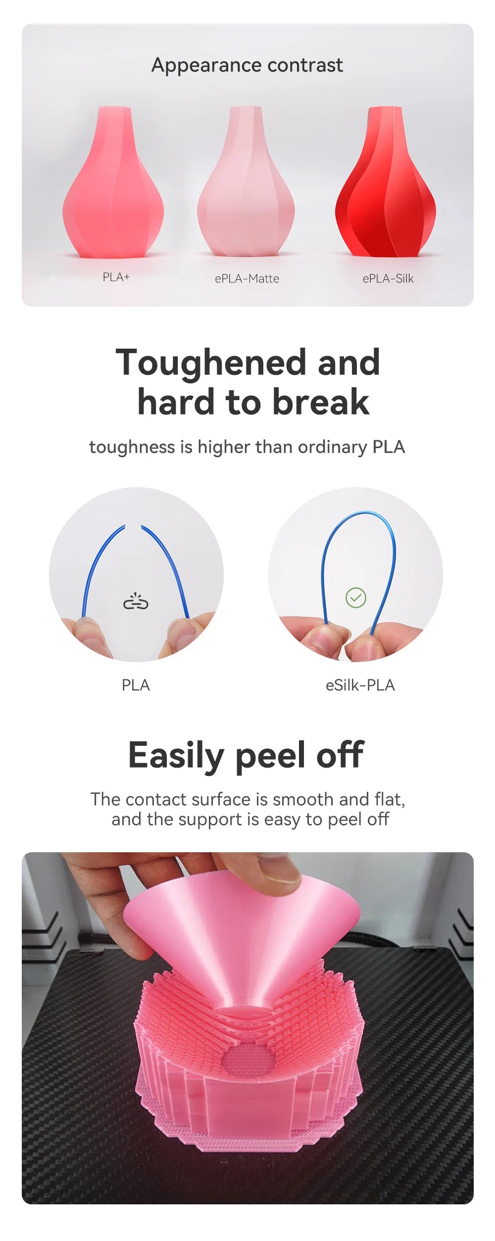 eSUN Silk PLA Filament 1.75mm Silk PLA 3D Printer Filament 1KG (2.2 LBS) Spool 3D Materials for 3D Printers DIY Artwork Printing