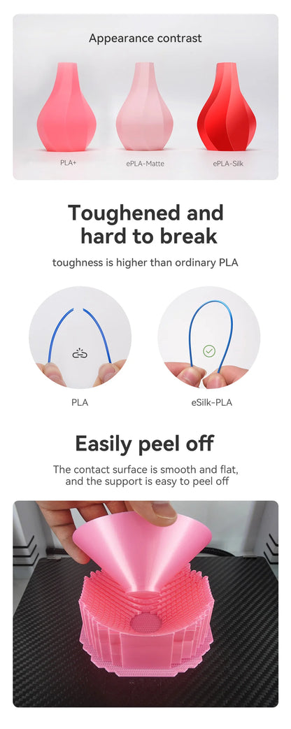 eSUN Silk PLA Filament 1.75mm Silk PLA 3D Printer Filament 1KG (2.2 LBS) Spool 3D Materials for 3D Printers DIY Artwork Printing