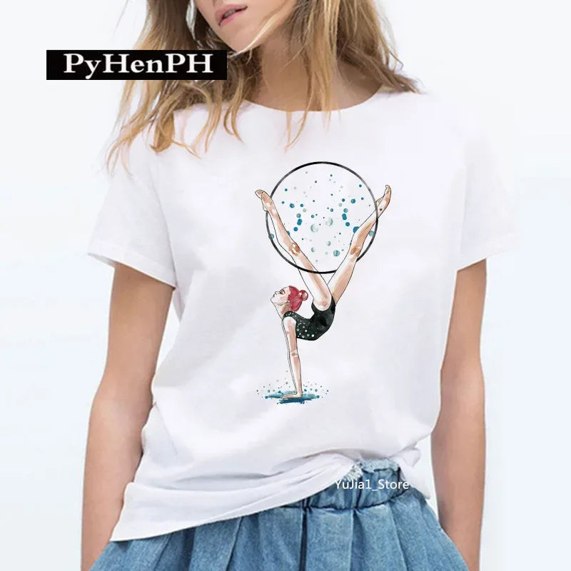 Gymnast Dancer T Shirt  Fashion Gymnast Artistic Gymnastics Printed T-shirt for Women Parent-child Clothing Oversized T Shirt