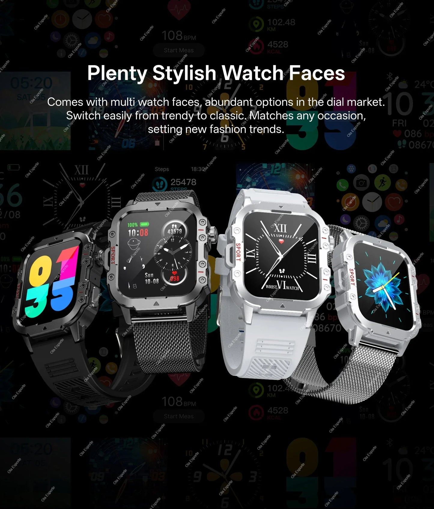 2026 Rugged Military Smart Watch Men's Outdoor Watch LED Flashlight 2.01'' HD Touch Screen Voice Bluetooth Call Smartwatch Gifts