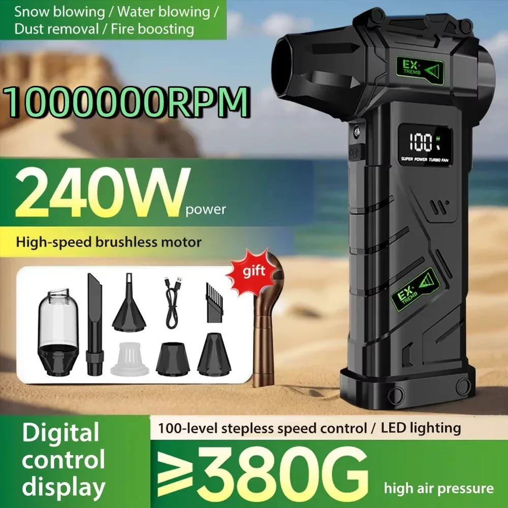 New Powerful Violent Fan 990000RPM Turbo Air Blower 380G Thrust High Speed Brushless Turbo Jet Blower With LED Lighting
