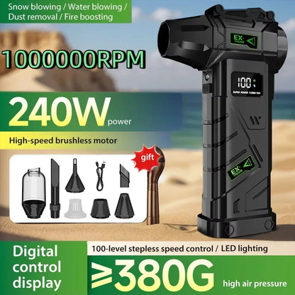 New Powerful Violent Fan 990000RPM Turbo Air Blower 380G Thrust High Speed Brushless Turbo Jet Blower With LED Lighting