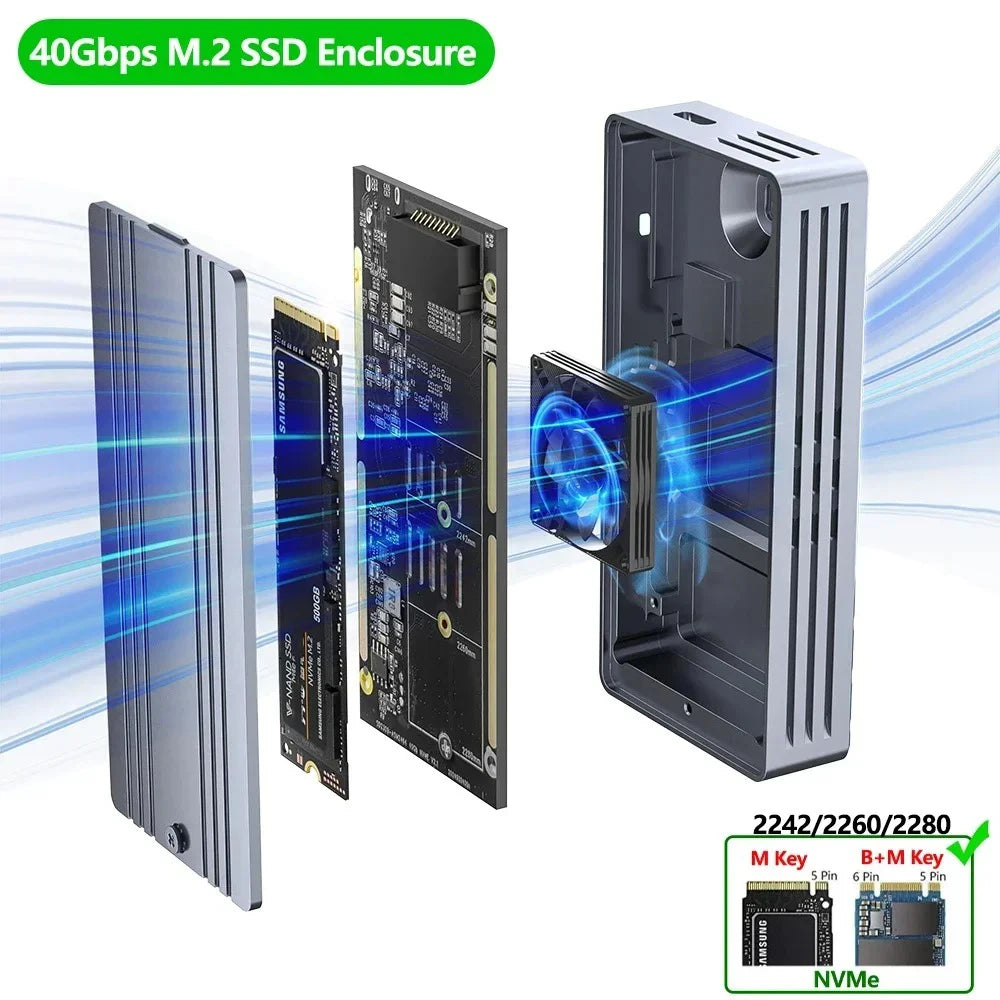 40Gbps USB 4.0 SSD Enclosure Thunderbolt USB-C M.2 NVMe SSD Case Compatible with USB 3.2/3.1/3.0 For Macbook iPad Phone Laptop