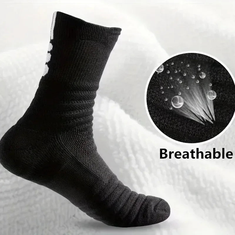 3 Pairs Men's Comfort Fit Cushion Performance Athletic Crew Socks For Outdoor Sports