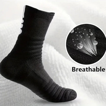 3 Pairs Men's Comfort Fit Cushion Performance Athletic Crew Socks For Outdoor Sports