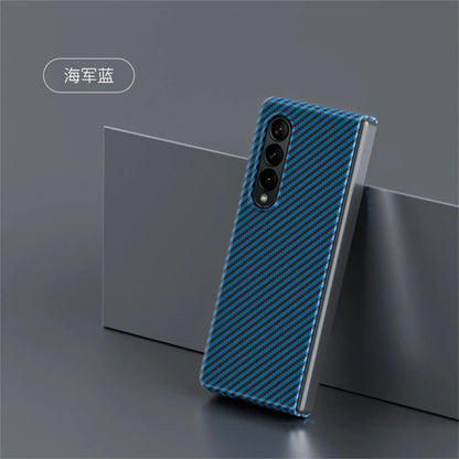For Samsung Galaxy Z Fold 4 3 2 Fold4 Case Luxury Carbon Fiber Texture Ultra Thin Shockproof Protection Bumper PC Hard Back Case