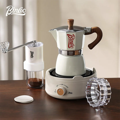 Bincoo Coffee Moka Pot Set with Electric Heating Plate for Home Use Small Espresso Extraction Machine Complete Brewing Kit