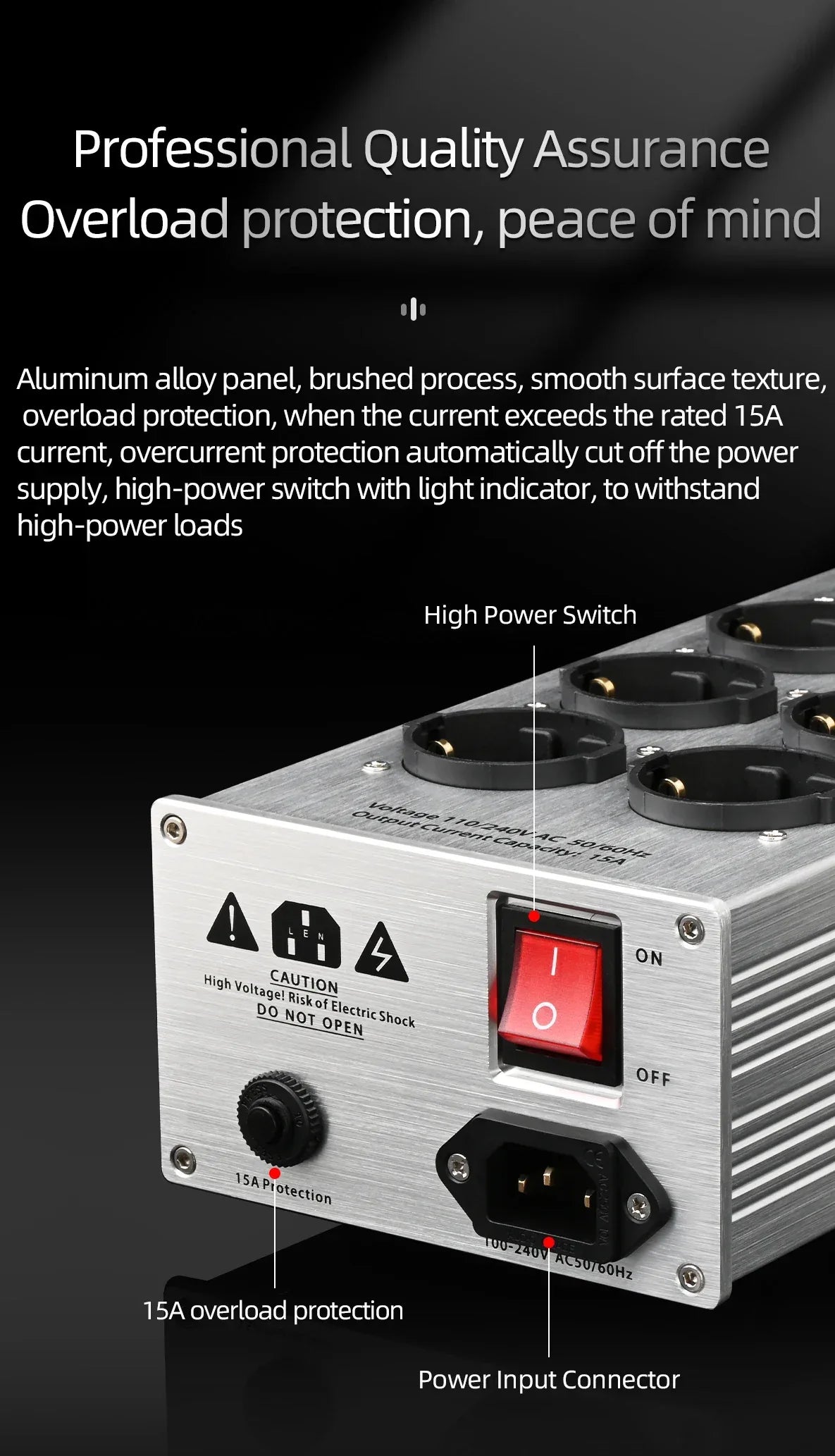 Hi-end EU Hifi Power Filter for Standard EU Socket Noise-free Audio Purifier Filter Power Conditioner with EU Outlets Strip