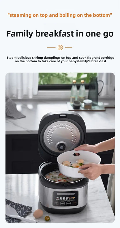 Home-use smart rice cooker with timer function, 4L/5L multi-functional non-stick large capacity MB-RE430