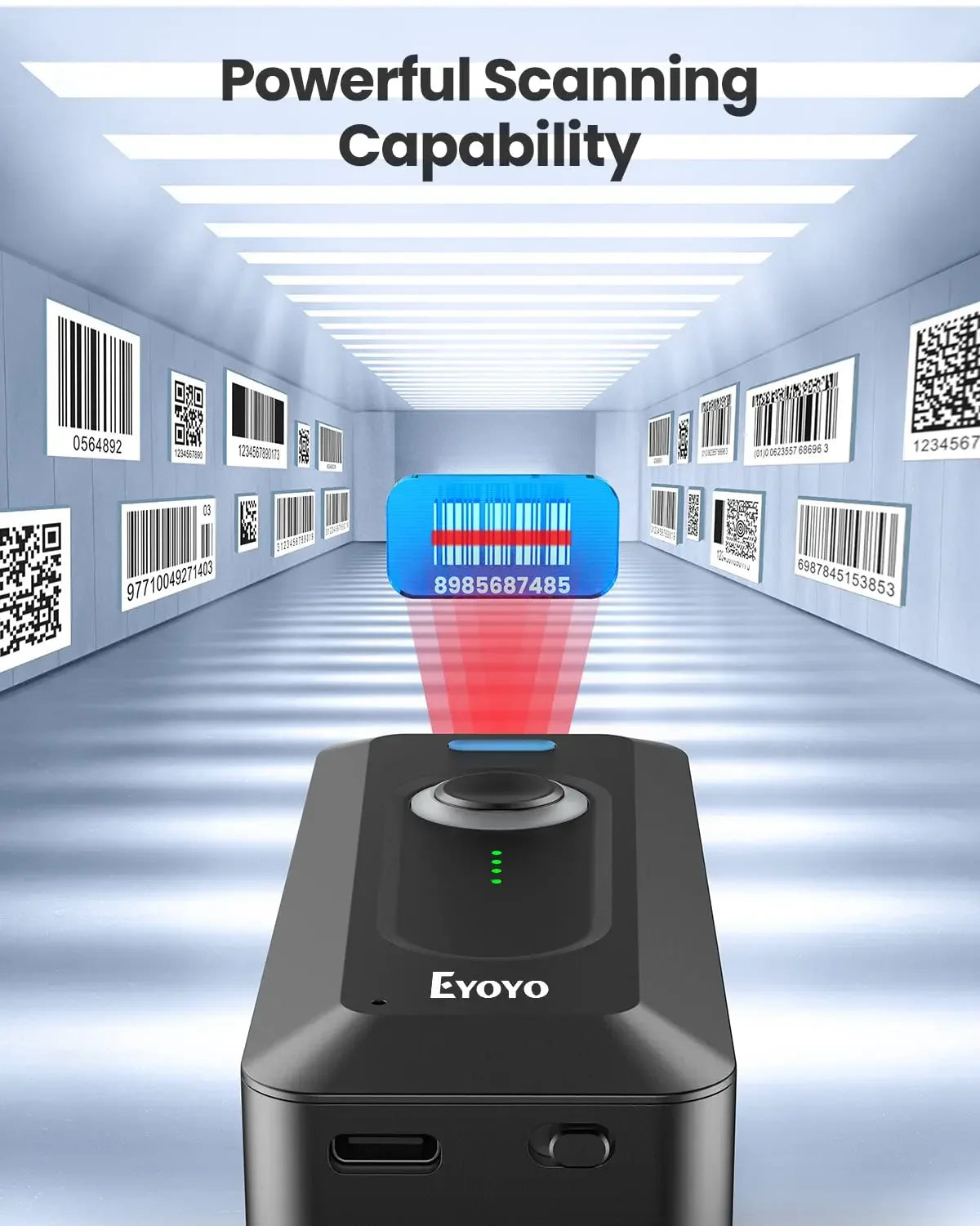 Eyoyo 2D Bluetooth Barcode Scanner Wireless Portable Mini QR Bar Code Reader Scanner with Clip 2000mAh Battery
