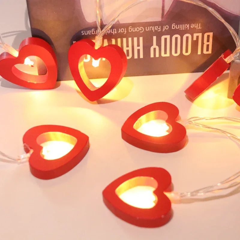 LED Light String Fairy Peach Heart Garland Lamp Bedroom Garden Birthday Valentine's Day Wedding Party Decoration Lights String