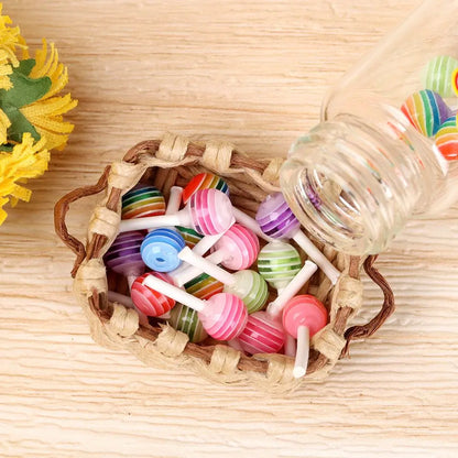1/12 Scale Doll House DIY Accessories Kitchen Toys Candy Box Lollipops With Jar Dollhouse Miniature Food Simulation Sugar