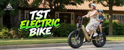 TST R00C 1500W Electric Bike, 48V 15Ah, 28 MPH, 50-60 Miles Range, 20" Fat Tires, Rear Seat