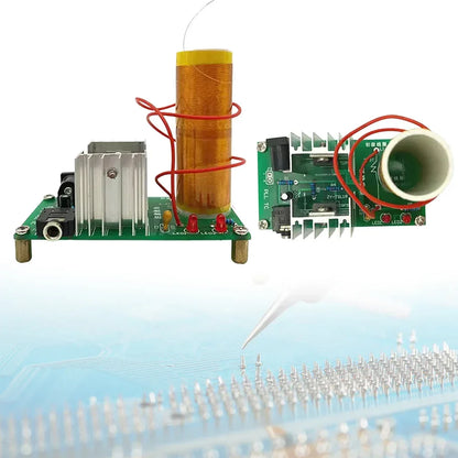 Mini Tesla Coil DIY Electronic Kit Mini Music for Tesla Coil Plasma Speaker Arc Experiment Wireless Transmission DC15-24V 15W 2A