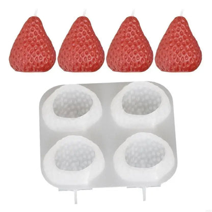 3D Strawberry Aromatherapy Candle Silicone Mold DIY Handmade Romantic Scented for Valentine's Day Party Home Decor Birthday Gift