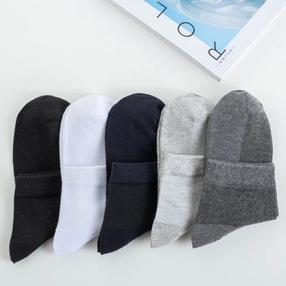 5Pairs Men Mesh Socks Organic Cotton Breathable Black White Business Sock Casual Athletic Spring Summer for Male Size EUR38-45