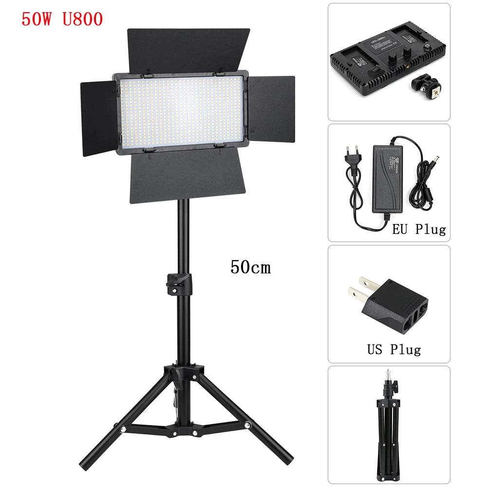 U600/U800 LED Photo Studio Light for Youbute Game Live Video Lighting Portable LED Video Recording Photography Panel Lamp