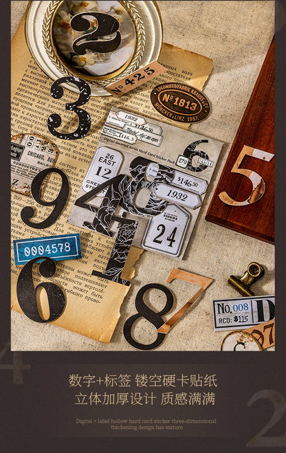 Journal GO 20pcs Creative Hard Card Vintage Numbers Stickers for Photo Frame Scrapbooking Journaling diy Retro Number Sticker