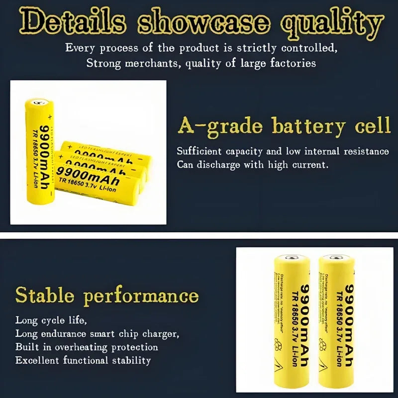 Top 18650 Li-Ion Battery 3.7V 9900mAh Rechargeable Batteries For LED Flashlight Torch Speaker Fast Charging High Quality Battery