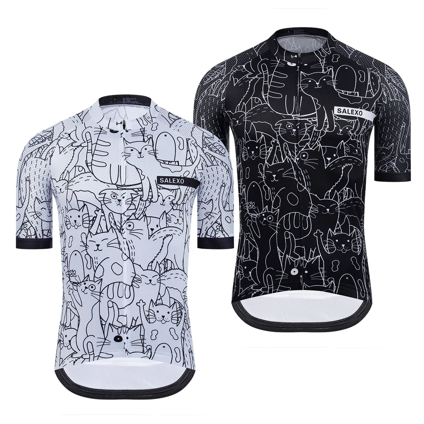 Cat Black and White Cycling Jersey Set Men's Summer Short Sleeve Bicycle MTB Bike Clothing Cartoon Maillot Ciclismo Uniform Suit