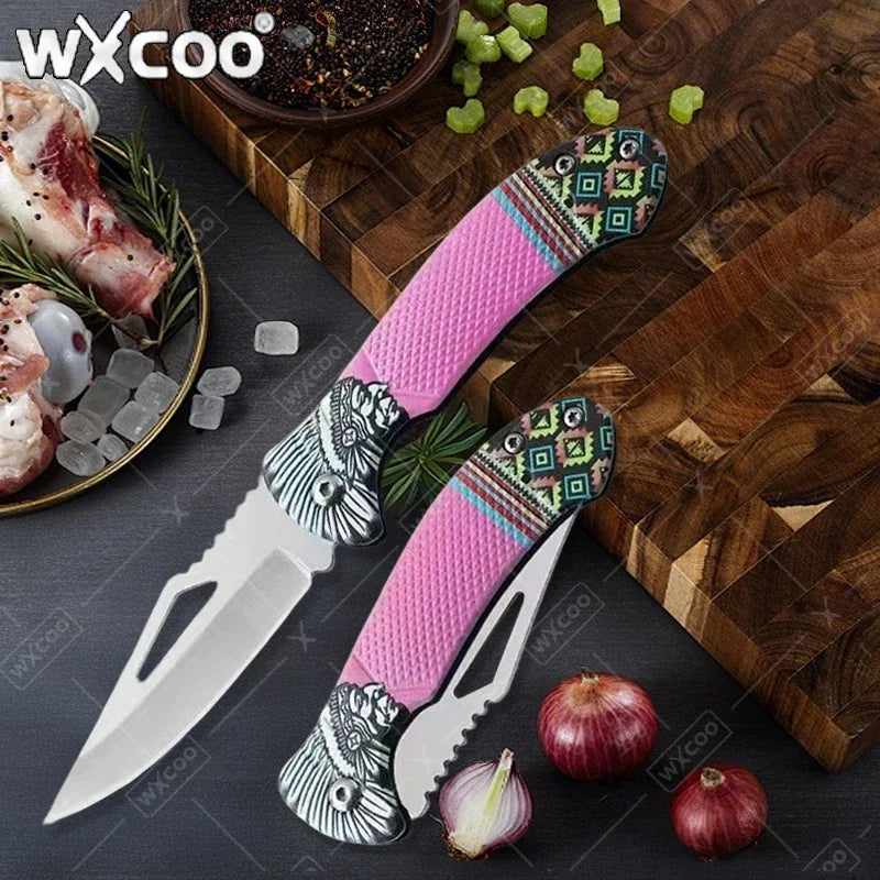 WXCOO Folding Knife Stainless Steel Cooking Kitchen Vegetable Knife Accessories Fruit Peeler Meat Cleaver Pocket Knife Kitchen
