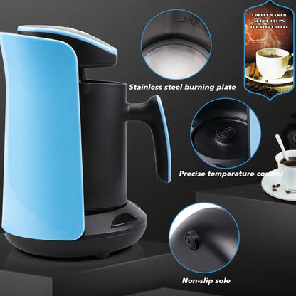 500ml Coffee Pot Stainless Steel Electric Thermal Coffee Maker for Office Blue