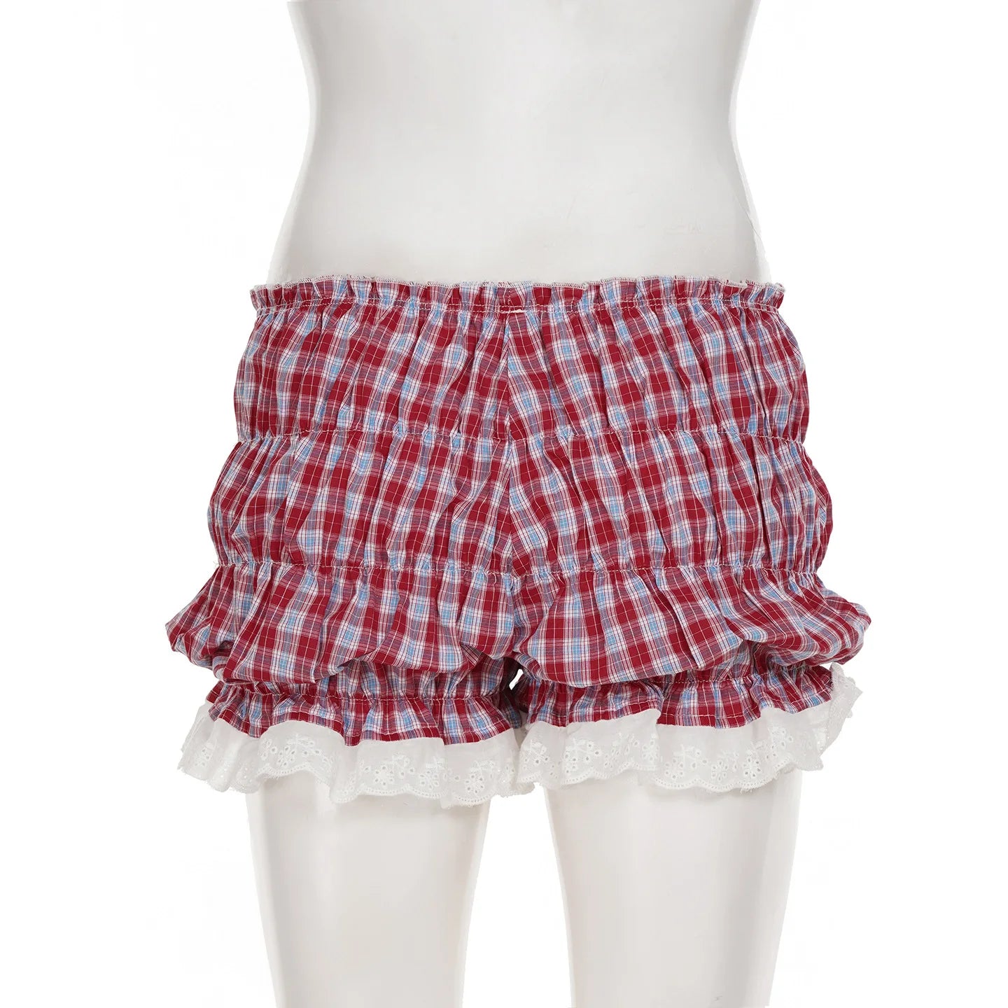HLJ&GG White Knit Letter Fashion Y2K Outfits Women O Neck Sleeveless Slim Crop Top + Lace Plaid Shorts Two Piece Sets Streetwear